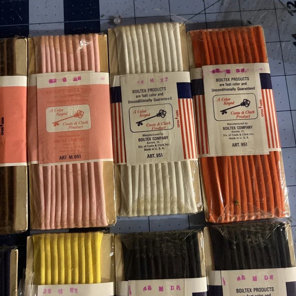 J&P Coats Boiltex Piping Trim Lot 3yd Multicolor Vintage Cotton Corded M.951